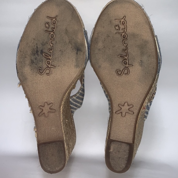 Splendid Striped Blue & White Canvas Espadrille Wedge Sandals Size 8 - Picture 8 of 11